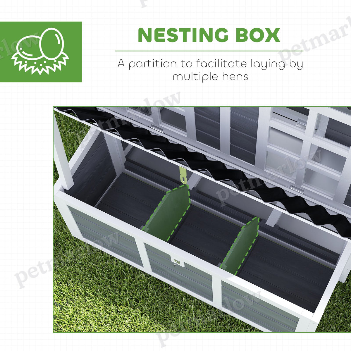 Wooden Chicken Coop with Nesting Box and Pull-Out Tray – view 4