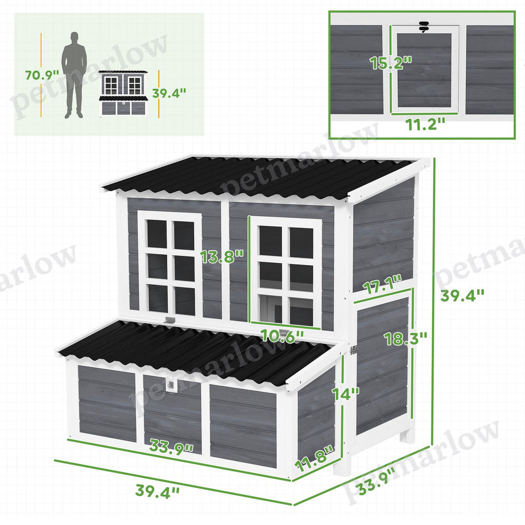 Wooden Chicken Coop with Nesting Box and Pull-Out Tray – view 5