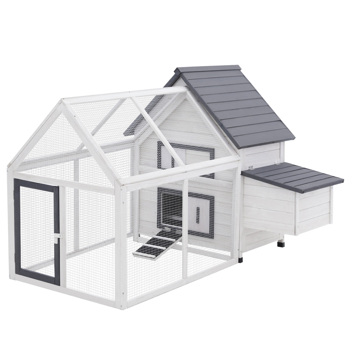 Wooden Chicken Coop with Nesting Box and Ramp – Dark Gray / 1180x820x240 mm
