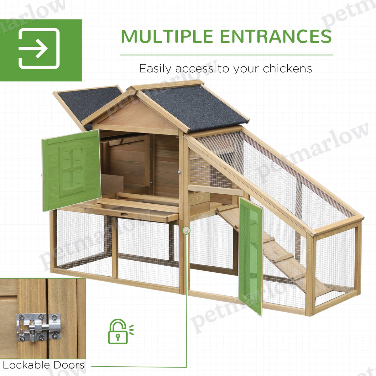 Wooden Chicken Coop with Nesting Box and Ramp – view 4