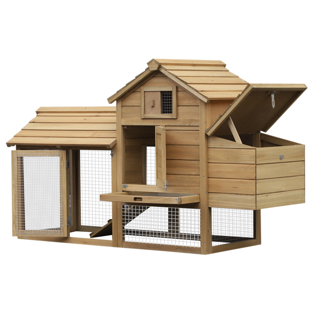Wooden Chicken Coop with Nesting Box and Removable Tray – Natural / 925x575x260 mm