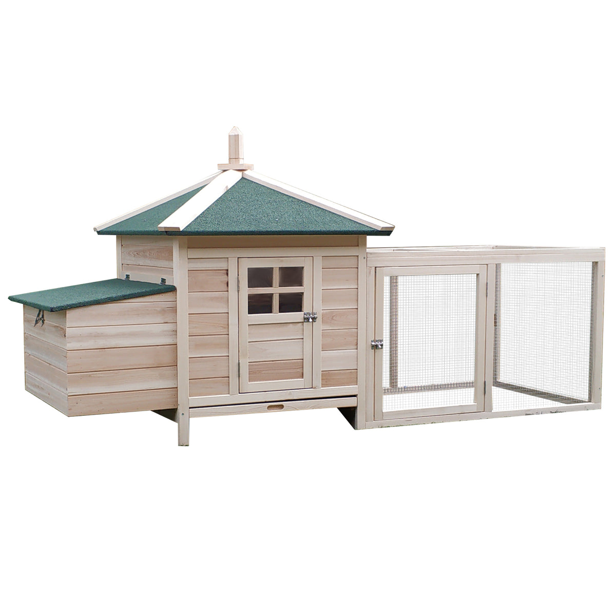 Wooden Chicken Coop with Nesting Box and Removable Tray – Natural Wood / 1040x680x260 mm