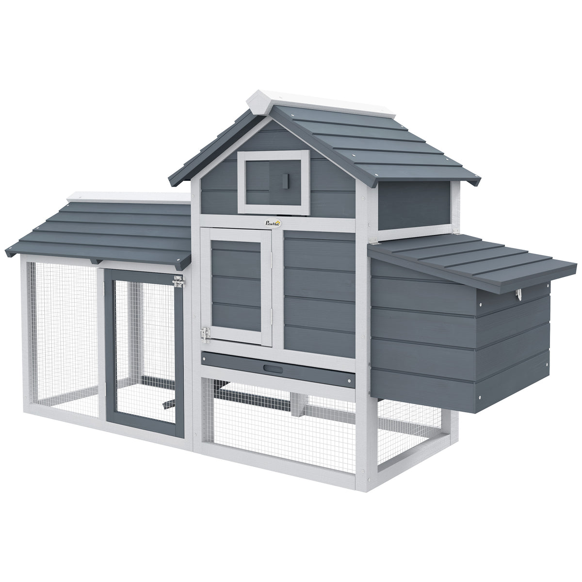 Wooden Chicken Coop with Nesting Box and Removable Tray – White / 920x565x270 mm