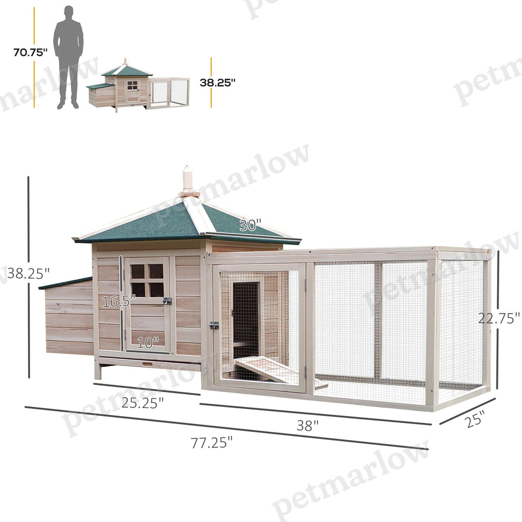 Wooden Chicken Coop with Nesting Box and Removable Tray – view 4