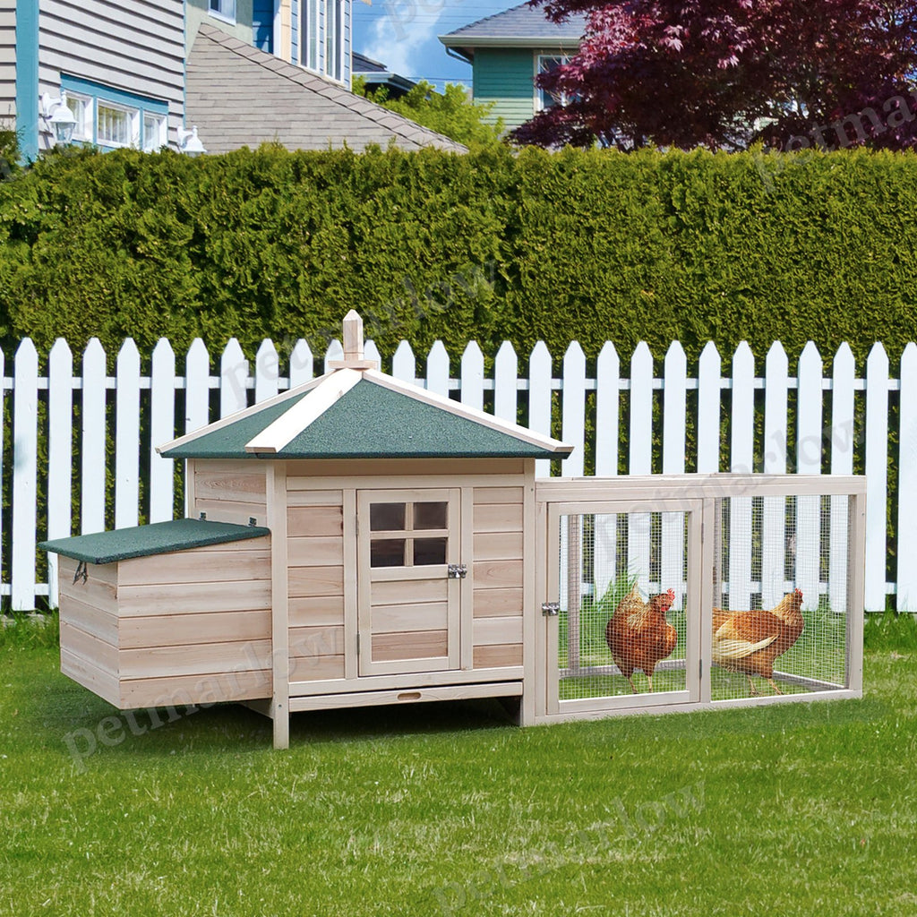 Wooden Chicken Coop with Nesting Box and Removable Tray – view 5