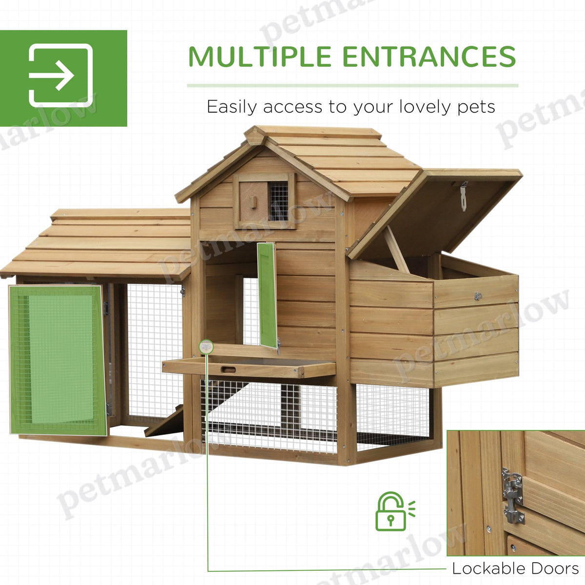 Wooden Chicken Coop with Nesting Box and Removable Tray – view 6