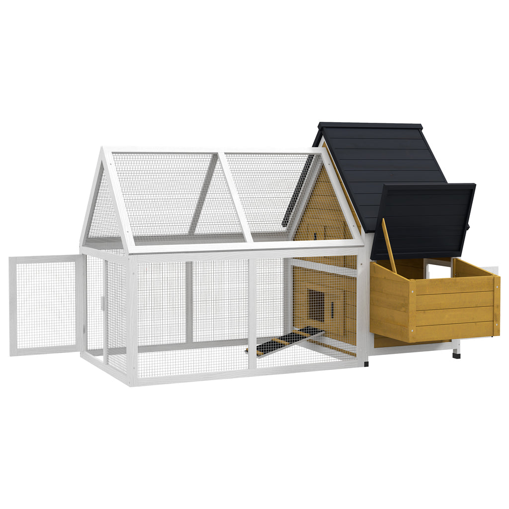 Wooden Chicken Coop with Nesting Box and Run for Poultry – Natural Wood / 1180x820x240 mm