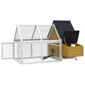 Wooden Chicken Coop with Nesting Box and Run for Poultry – Natural Wood / 1180x820x240 mm