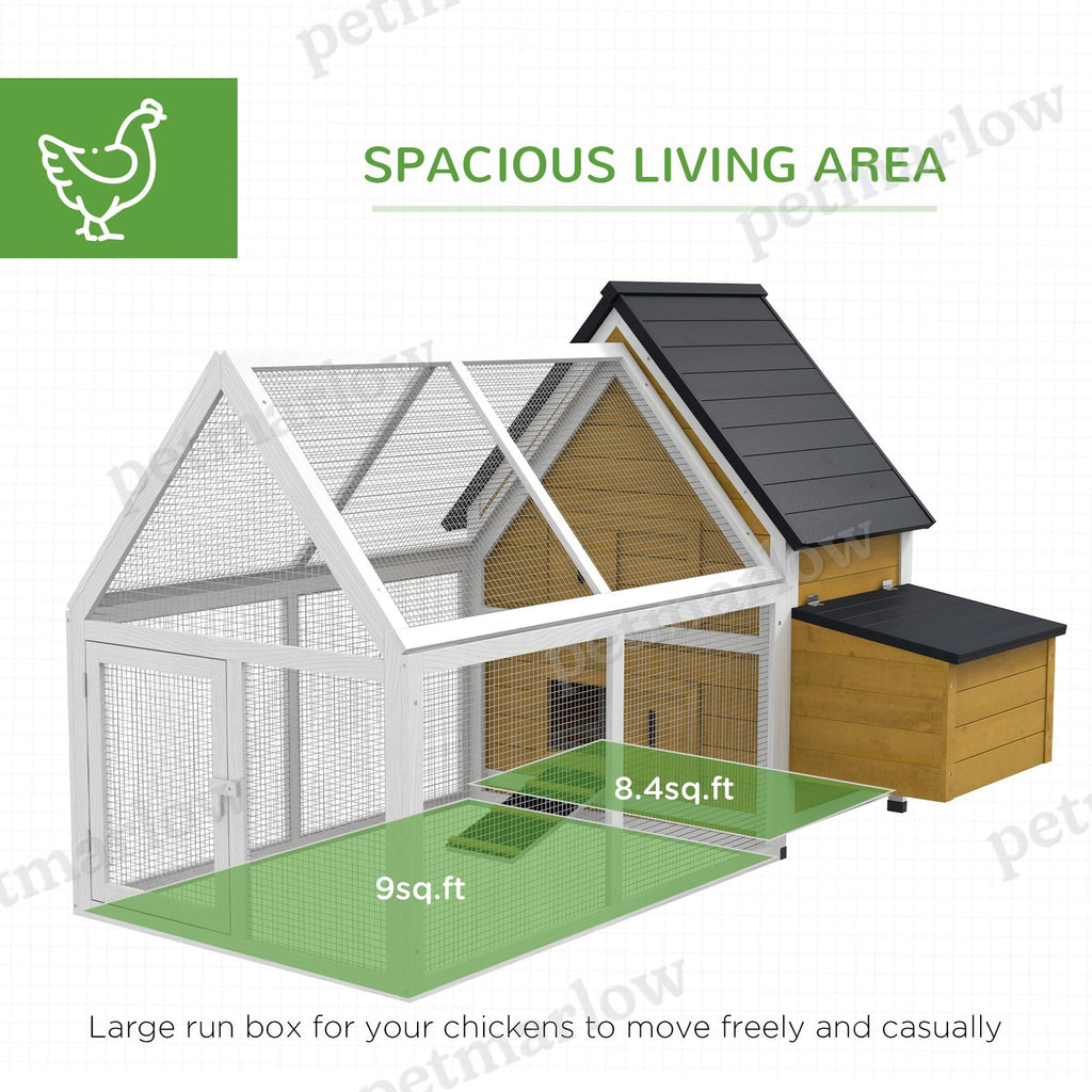Wooden Chicken Coop with Nesting Box and Run for Poultry – view 3
