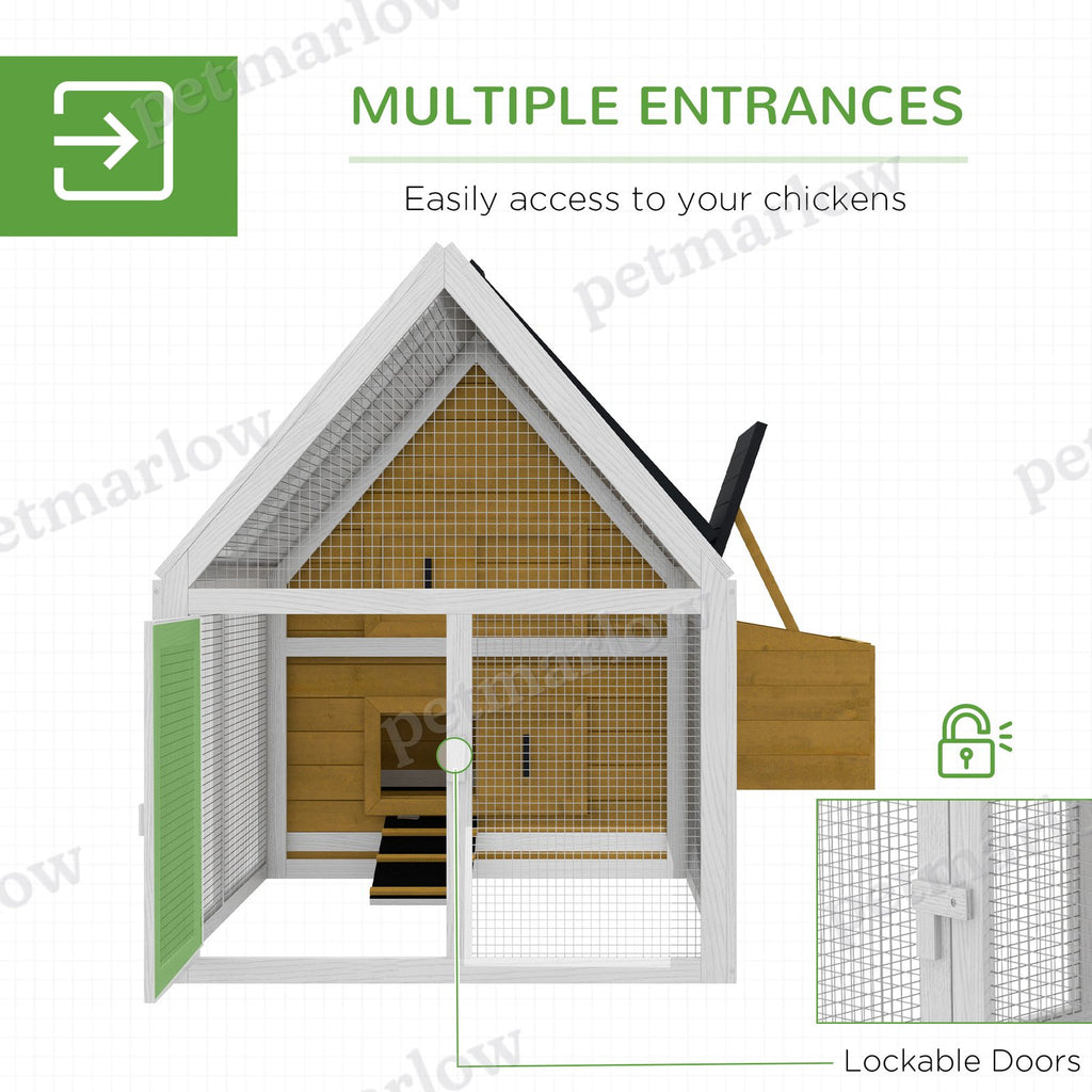 Wooden Chicken Coop with Nesting Box and Run for Poultry – view 4