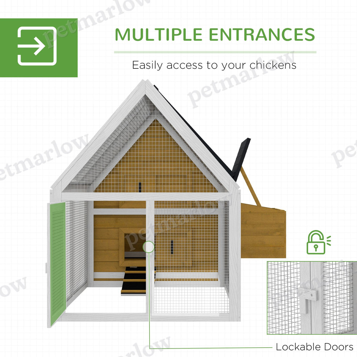 Wooden Chicken Coop with Nesting Box and Run for Poultry – view 4