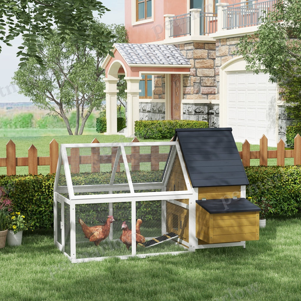 Wooden Chicken Coop with Nesting Box and Run for Poultry – view 5