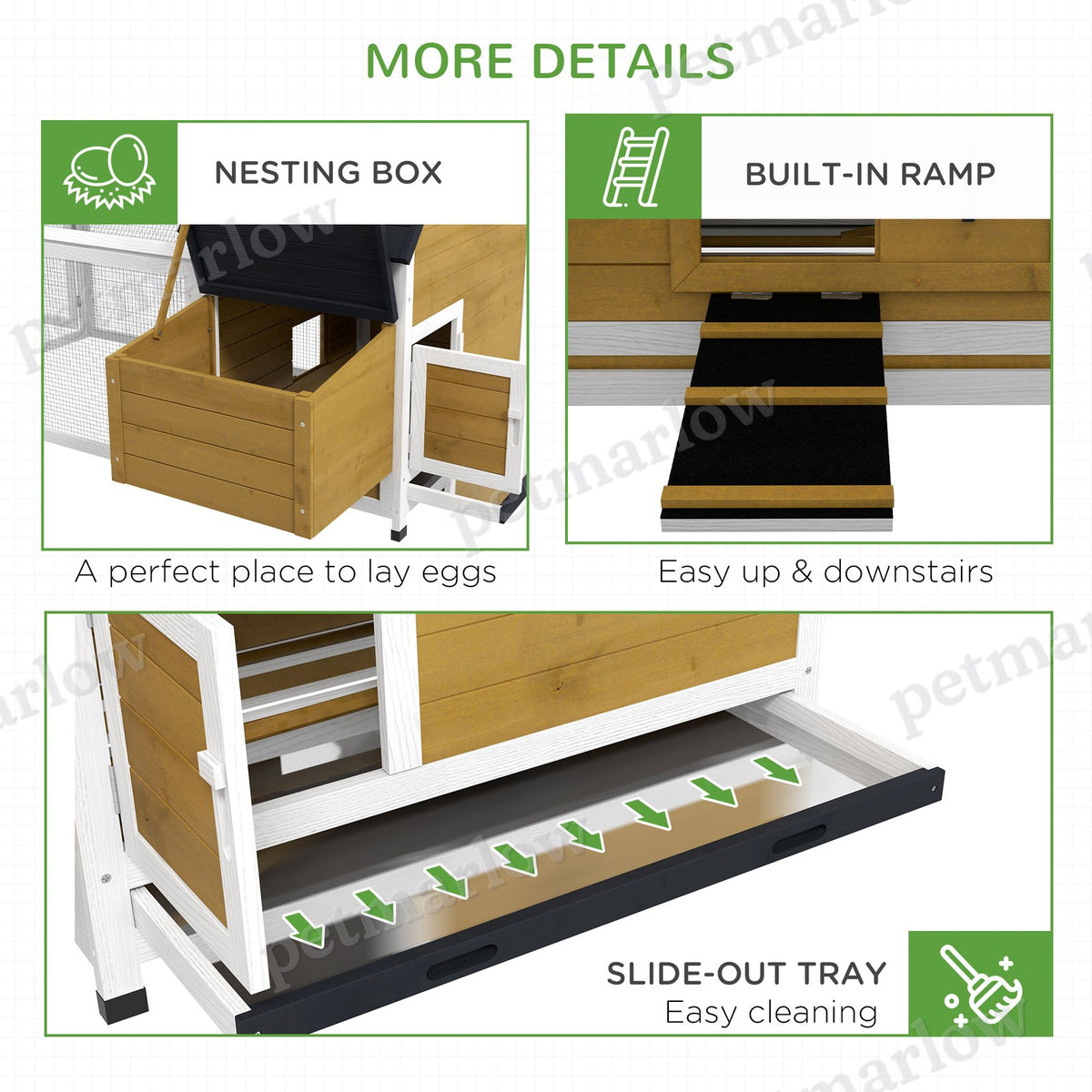 Wooden Chicken Coop with Nesting Box and Run for Poultry – view 6