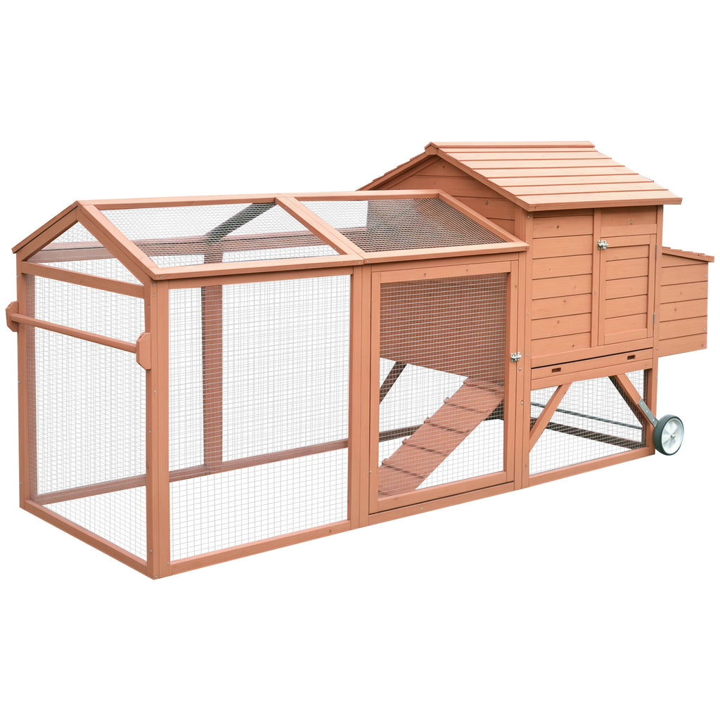 Wooden Chicken Coop with Nesting Box and Wheels – Brown / 1010x760x195 mm