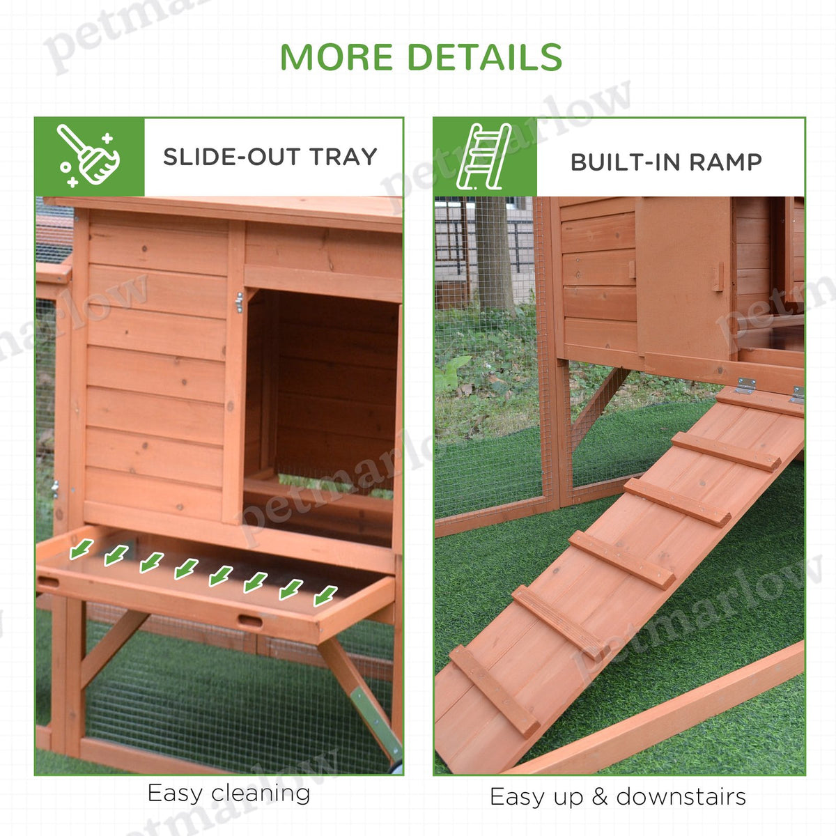 Wooden Chicken Coop with Nesting Box and Wheels – view 6