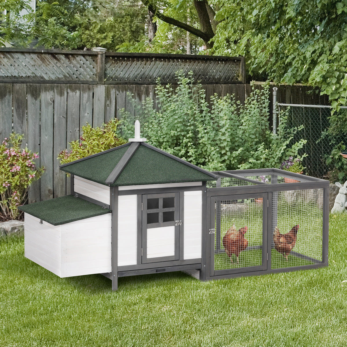 Wooden Chicken Coop with Nesting Box for Backyard Poultry