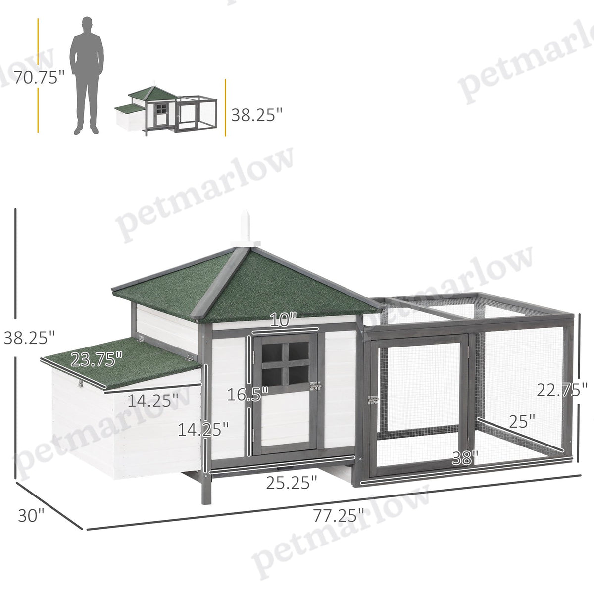 Wooden Chicken Coop with Nesting Box for Backyard Poultry – view 3