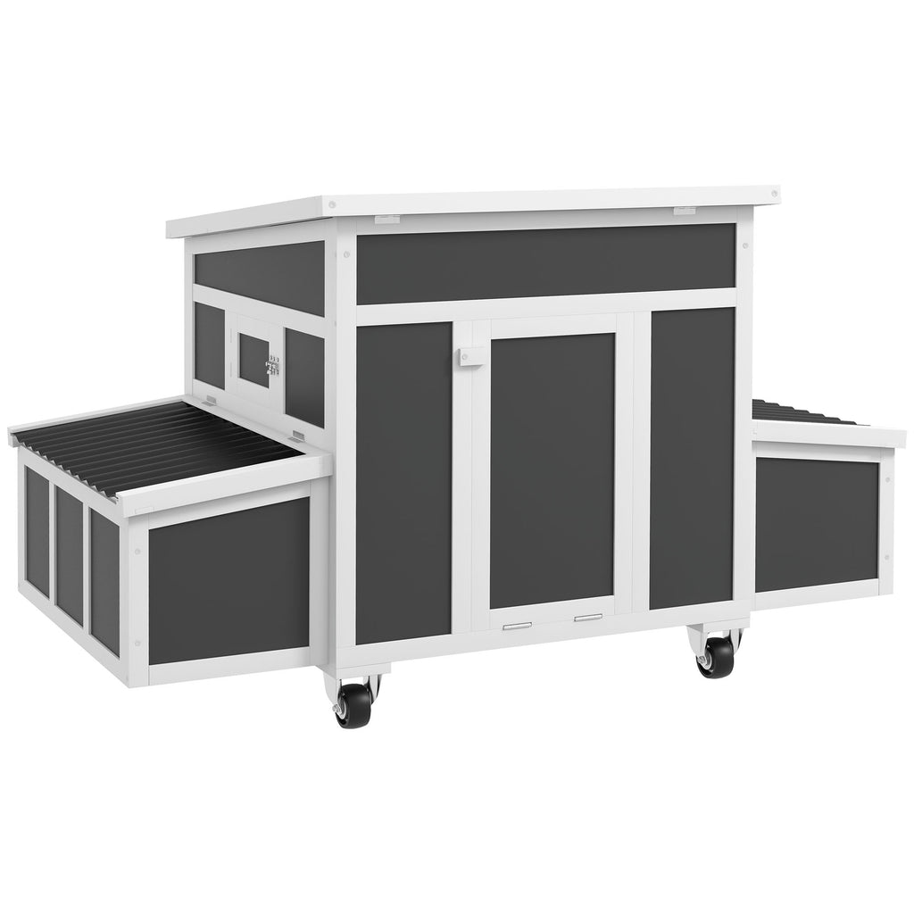 Wooden Chicken Coop with Nesting Box for Up to 6 Chickens – Dark Gray / 1020x885x240 mm