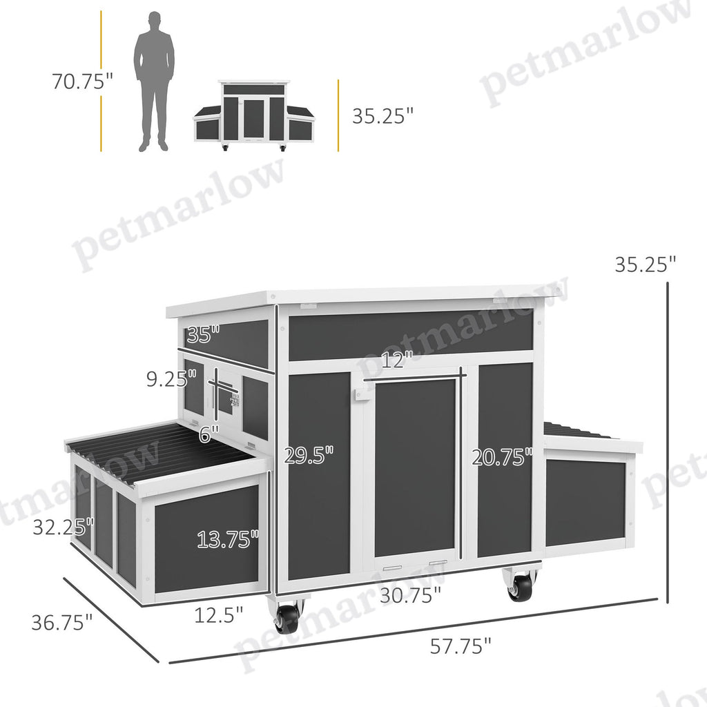 Wooden Chicken Coop with Nesting Box for Up to 6 Chickens – view 3