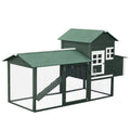Wooden Chicken Coop with Run and Nesting Box – Green / 1275x655x160 mm