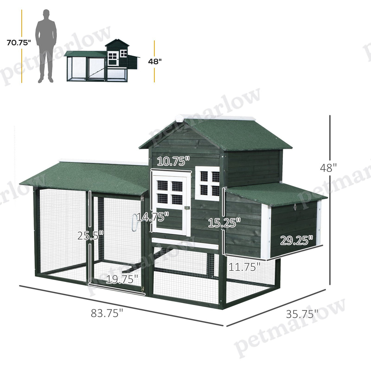 Wooden Chicken Coop with Run and Nesting Box – view 6
