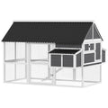 Wooden Chicken Coop with Run and Nesting Boxes – Gray / 1170x785x182 mm