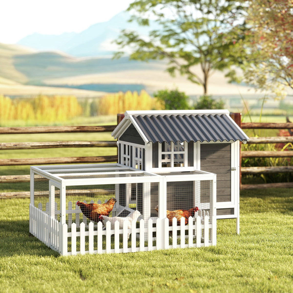 Wooden Chicken Coop with Run for 1-2 Chickens