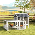 Wooden Chicken Coop with Run for 1-2 Chickens – Dark Gray / 1095x890x190 mm