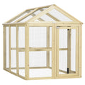 Wooden Chicken Coop with Spacious Run for 1-3 Chickens – Natural Wood / 830x380x560 mm