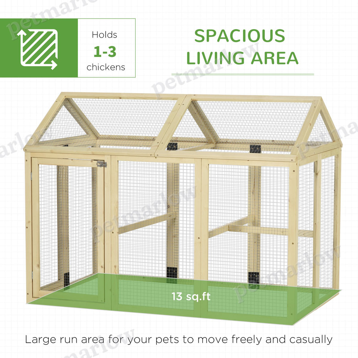 Wooden Chicken Coop with Spacious Run for 1-3 Chickens – view 3