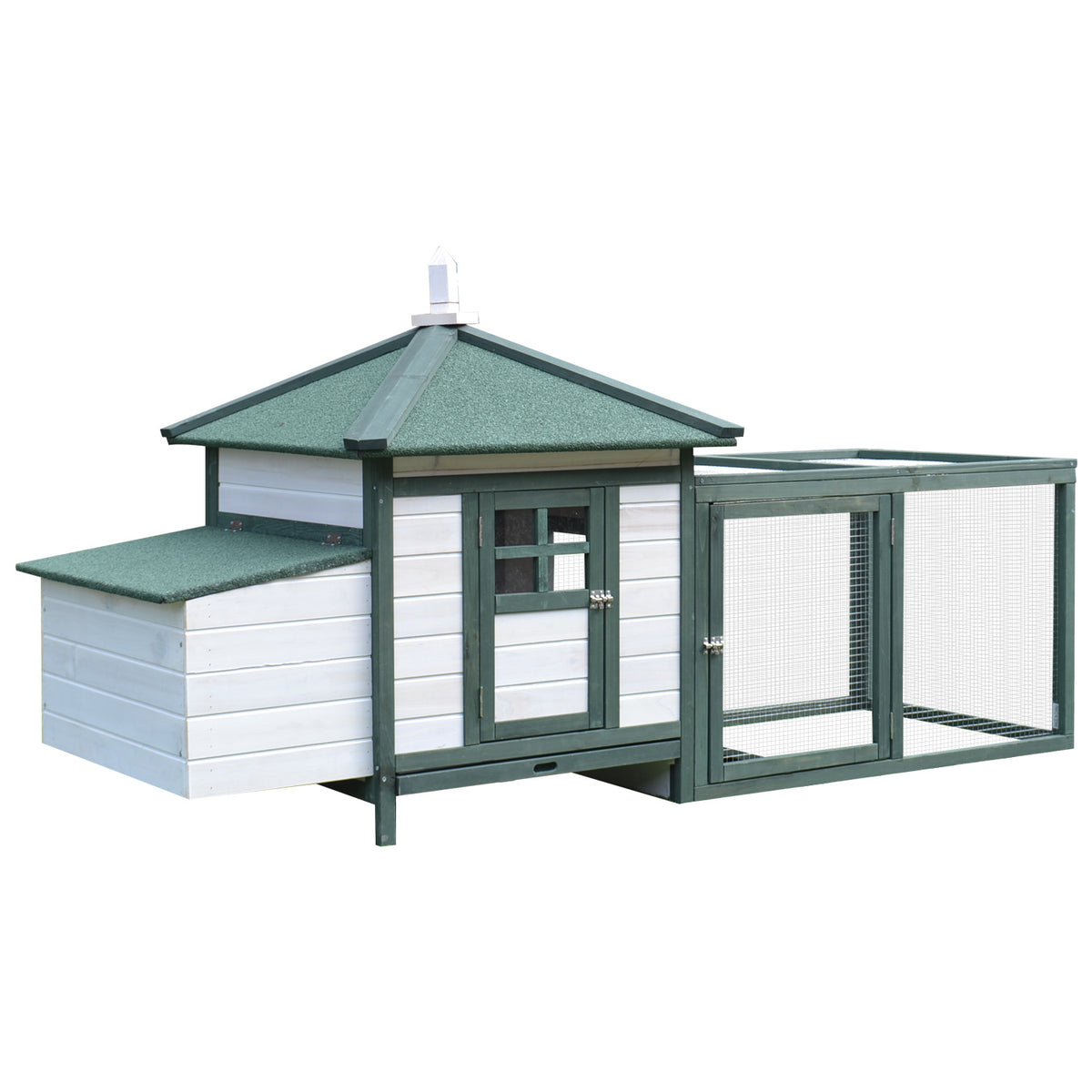 Wooden Chicken Coop with Weatherproof Roof and Nesting Box – White / 1040x680x260 mm