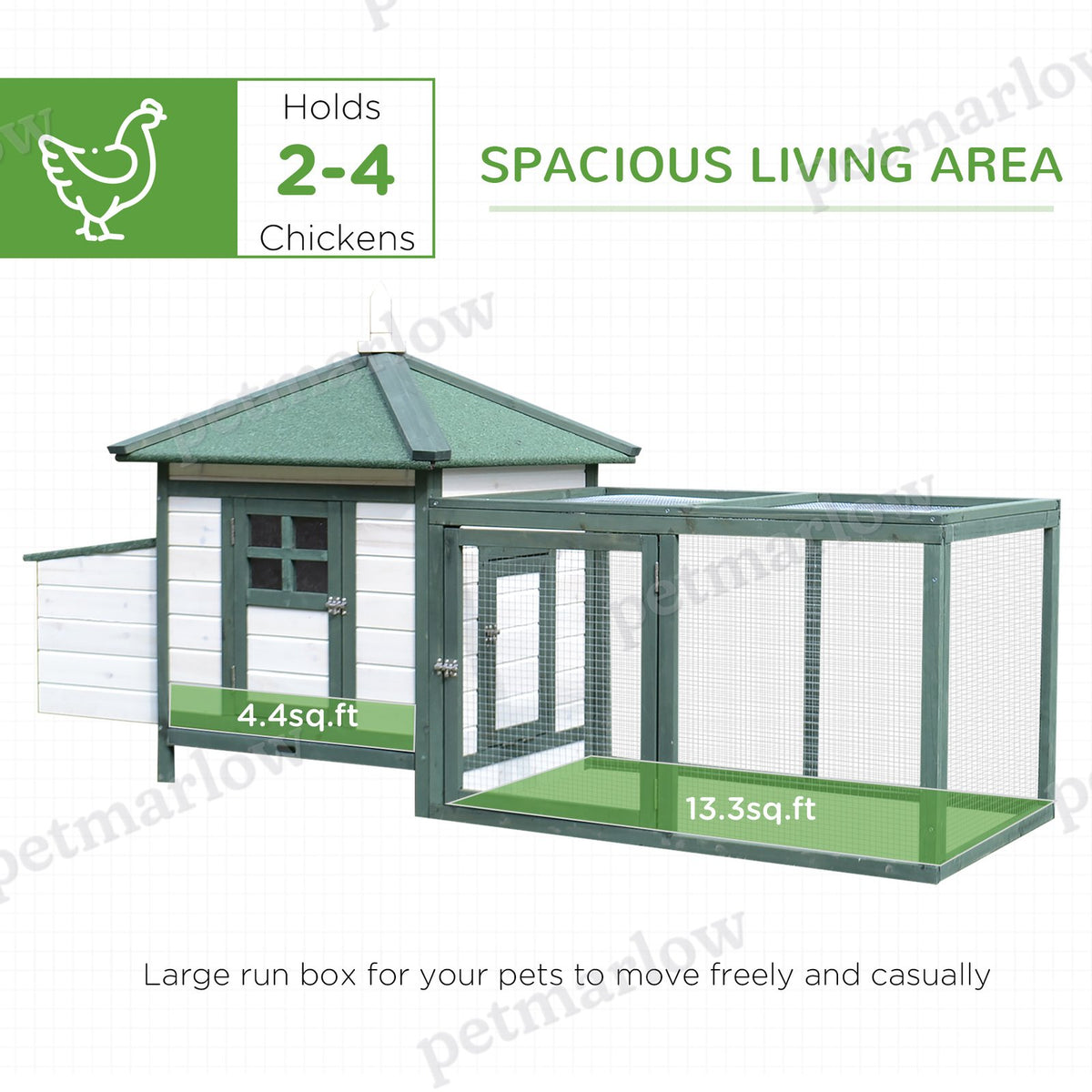 Wooden Chicken Coop with Weatherproof Roof and Nesting Box – view 3
