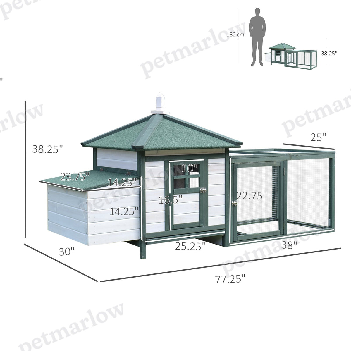 Wooden Chicken Coop with Weatherproof Roof and Nesting Box – view 6