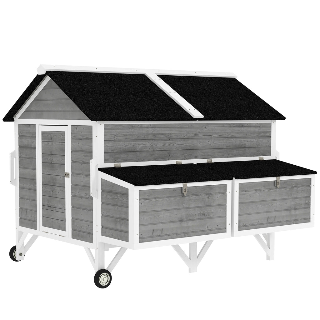 Wooden Chicken Coop with Wheels and Nesting Boxes – Gray / 1070x950x120 mm