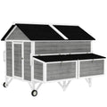 Wooden Chicken Coop with Wheels and Nesting Boxes – Gray / 1070x950x120 mm