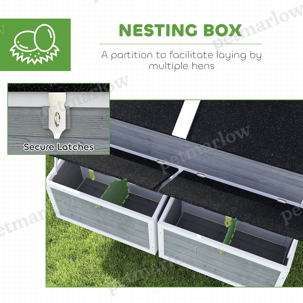 Wooden Chicken Coop with Wheels and Nesting Boxes – view 3