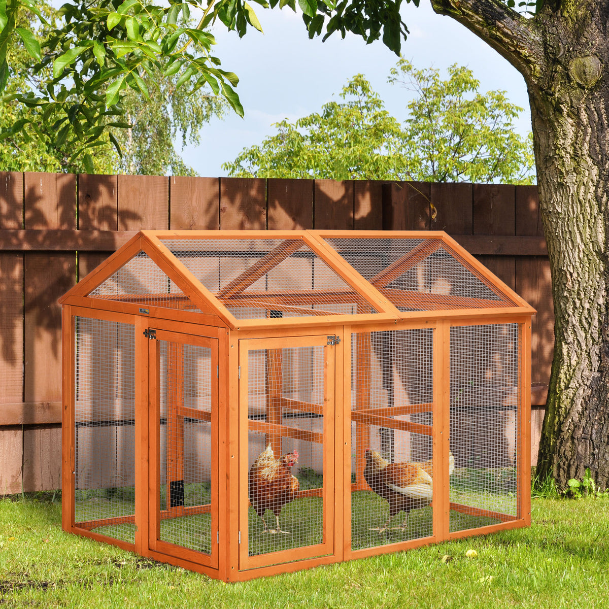 Wooden Chicken Run with Perches for Poultry Comfort
