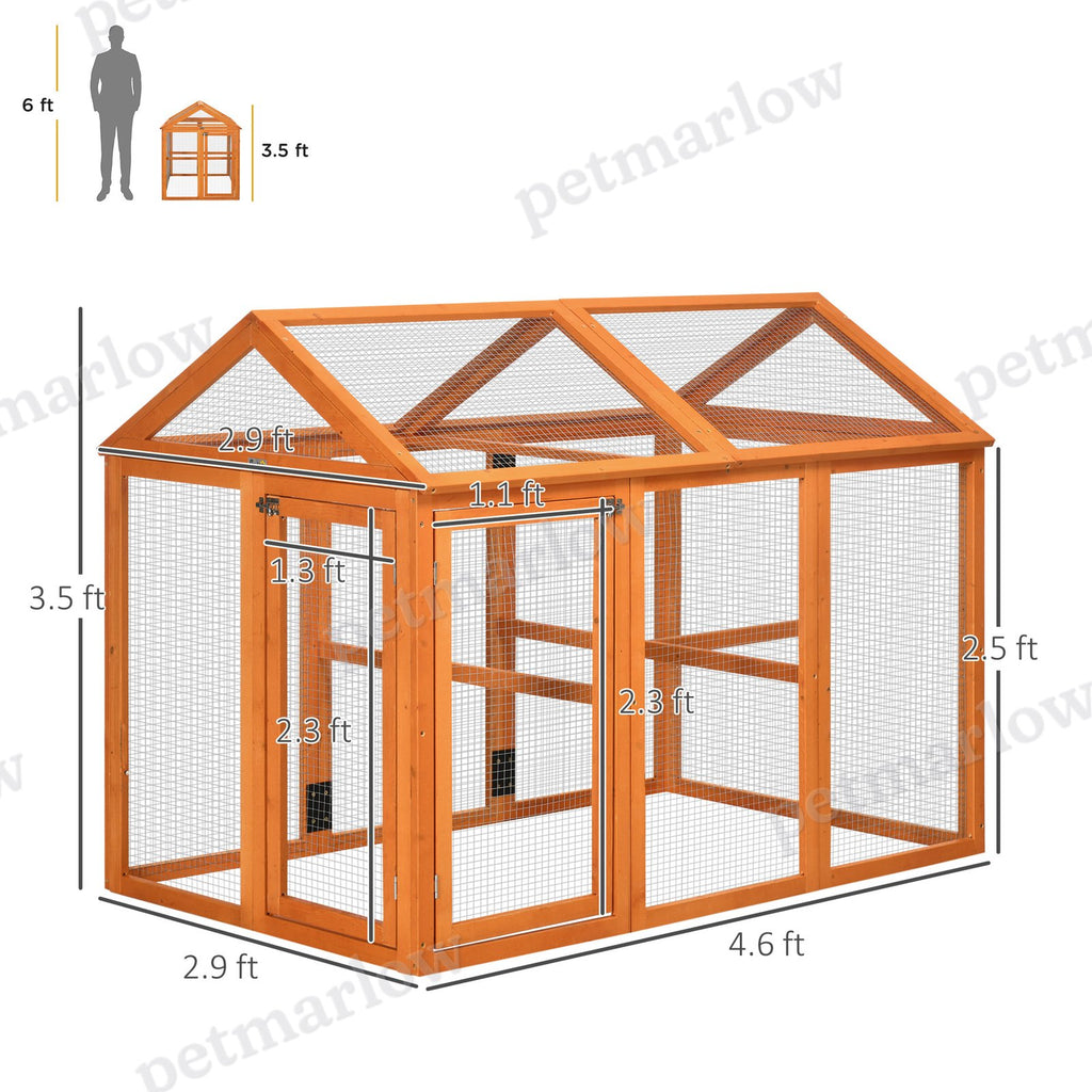 Wooden Chicken Run with Perches for Poultry Comfort – view 6