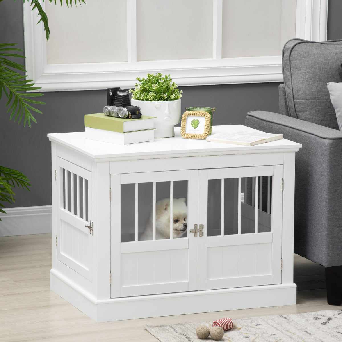 Wooden Dog Crate End Table for Small Dogs