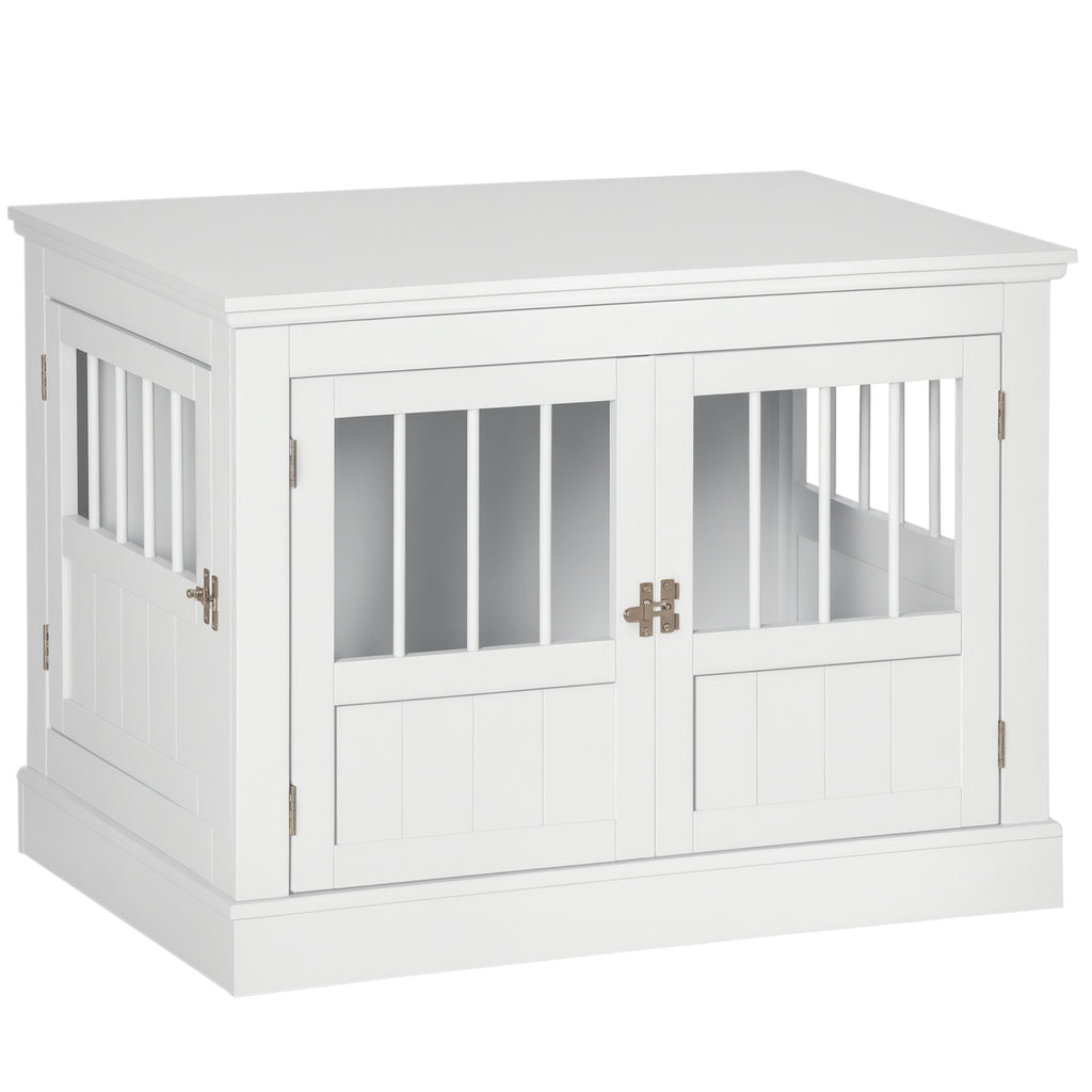 Wooden Dog Crate End Table for Small Dogs – White / 930x620x120 mm
