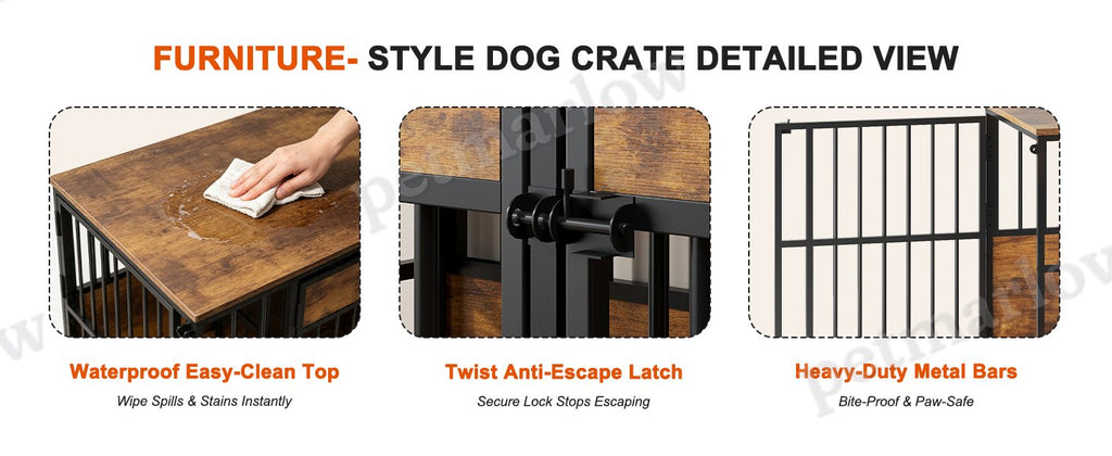 Wooden Dog Crate Furniture with Storage Top for Indoor Use – view 3