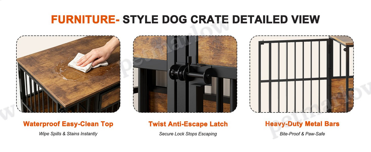 Wooden Dog Crate Furniture with Storage Top for Indoor Use – view 3