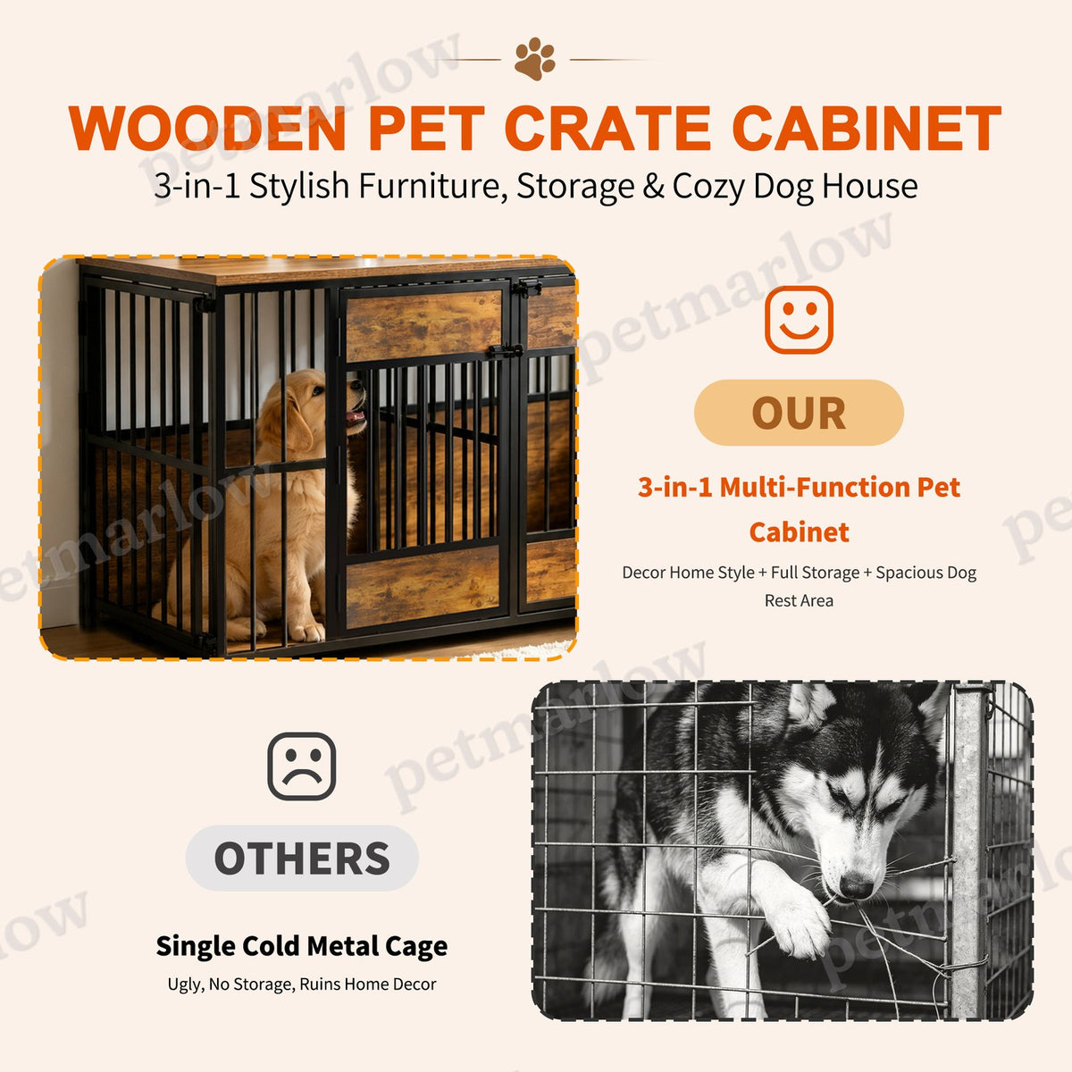 Wooden Dog Crate Furniture with Storage Top for Indoor Use – view 4