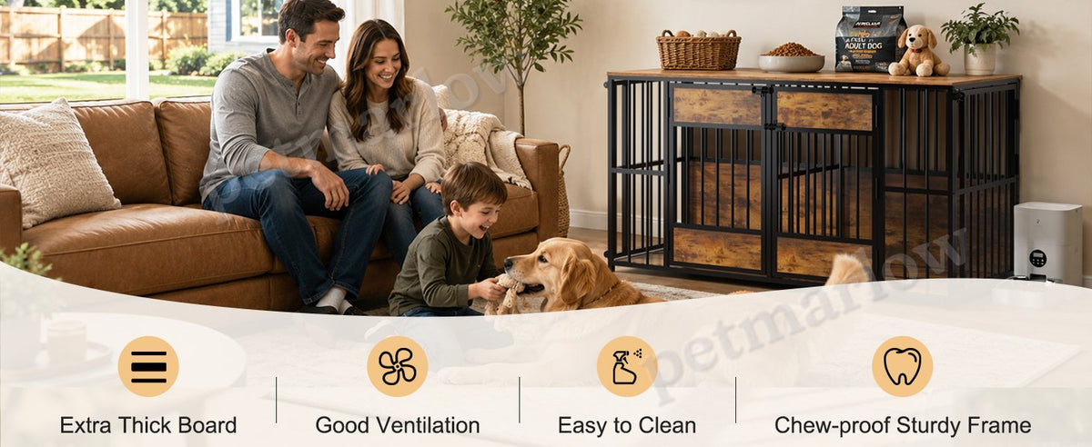 Wooden Dog Crate Furniture with Storage Top for Indoor Use – view 5