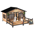 Wooden Dog House with Porch and Openable Roof – Natural Wood / 915x145x850 mm