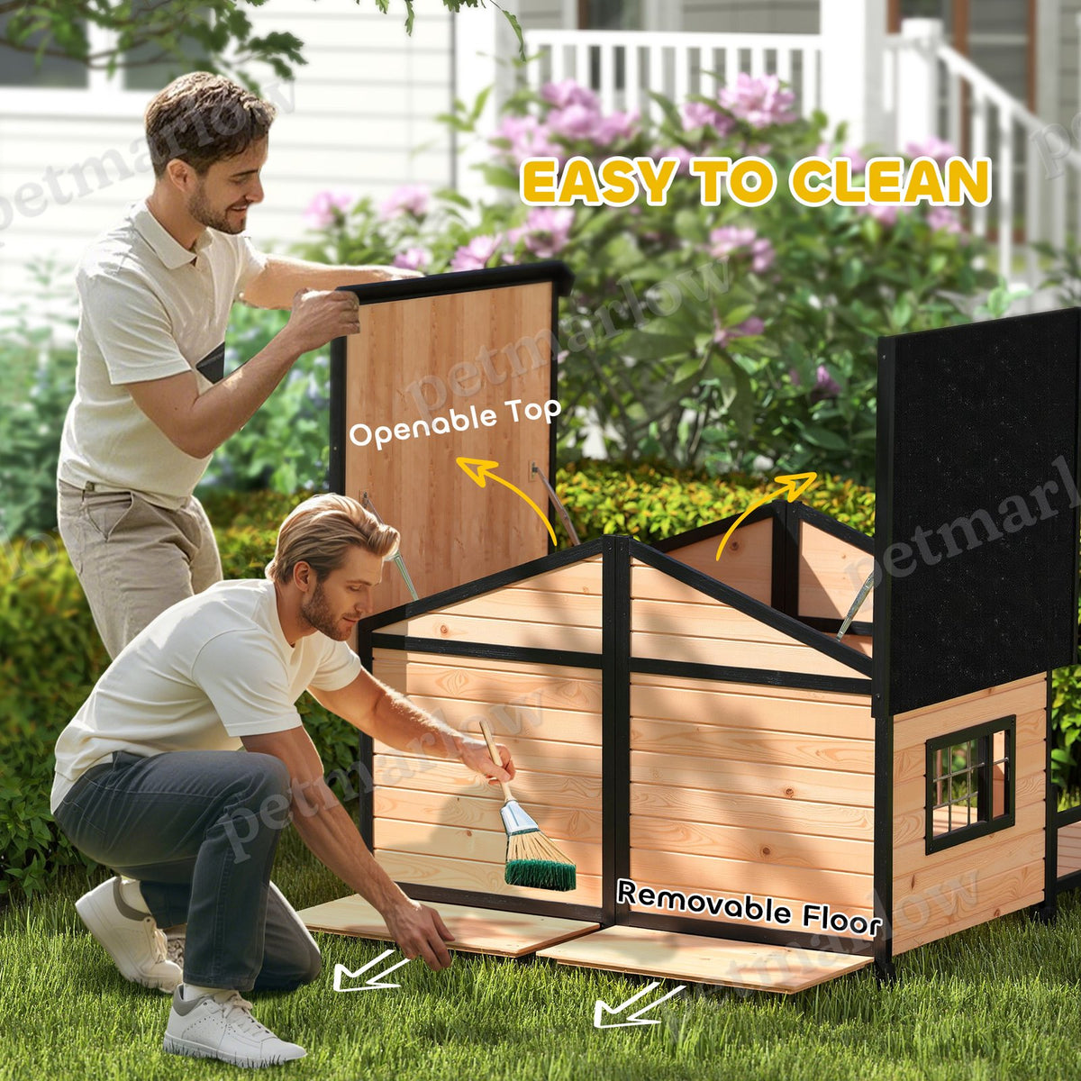 Wooden Dog House with Porch and Openable Roof – view 3