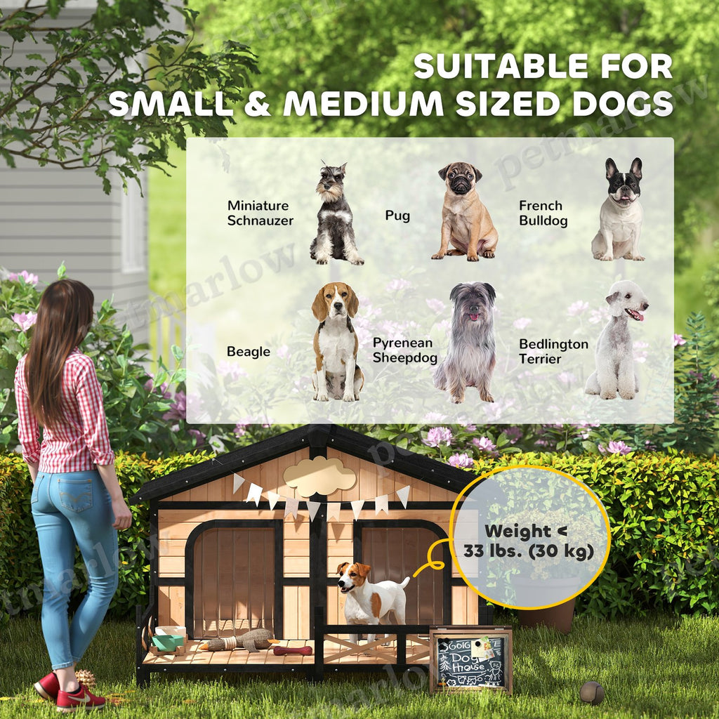 Wooden Dog House with Porch and Openable Roof – view 4