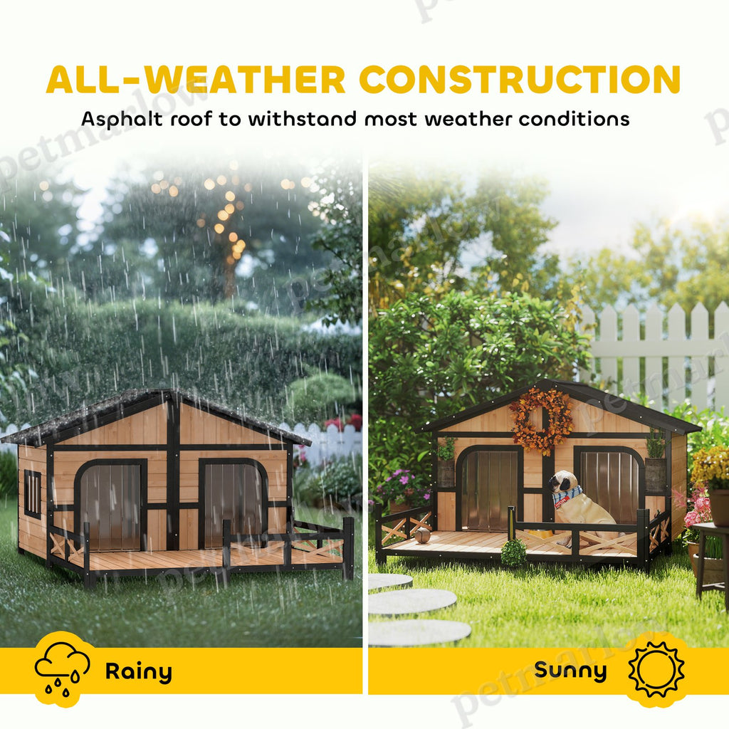 Wooden Dog House with Porch and Openable Roof – view 5