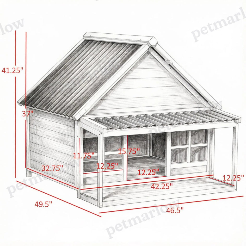 Wooden Dog House with Porch – view 6