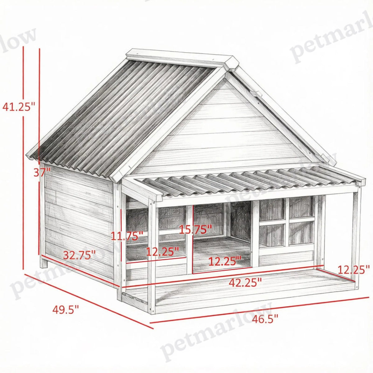 Wooden Dog House with Porch – view 6